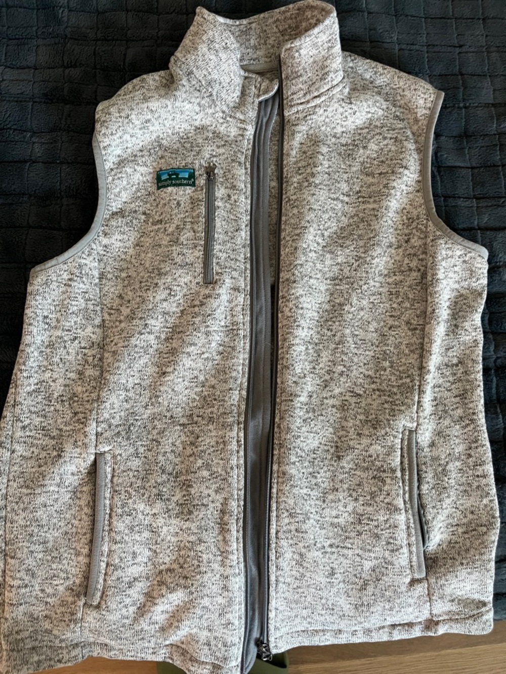 Simply Southern Large Heather Gray vest with five pockets